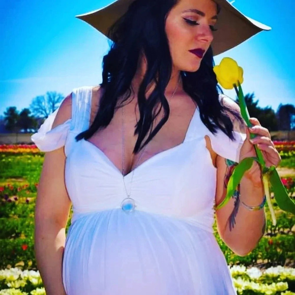 - New* White Chiffon Cold Shoulder Maternity… - Picture 5 of 5